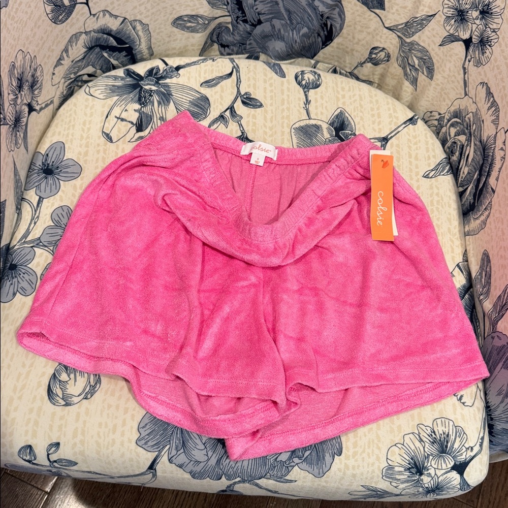 Colsie Pink Terry Lounge Shorts with Orange Tag